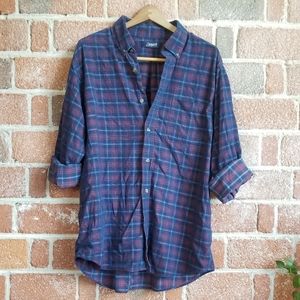 oversized plaid button down